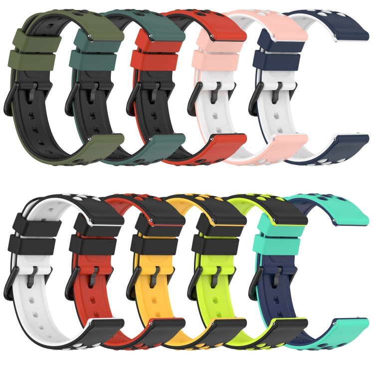20mm Two-Color Porous Silicone Watch Band, For Samsung Galaxy Watch Active2 44mm, For Samsung Galaxy Watch 42mm