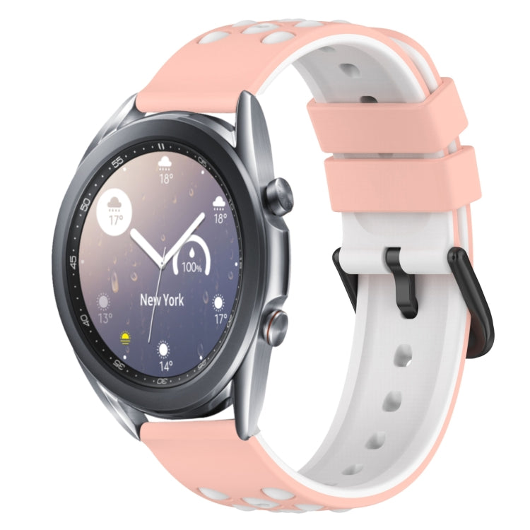 22mm Two-Color Porous Silicone Watch Band, For Samsung Galaxy Watch3 45mm, For Samsung Galaxy Watch 46mm