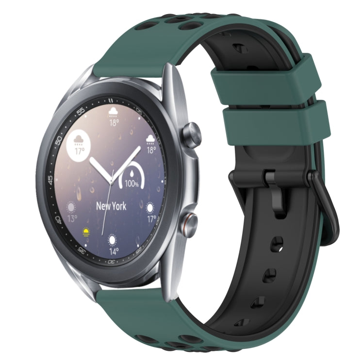 22mm Two-Color Porous Silicone Watch Band, For Samsung Galaxy Watch3 45mm, For Samsung Galaxy Watch 46mm