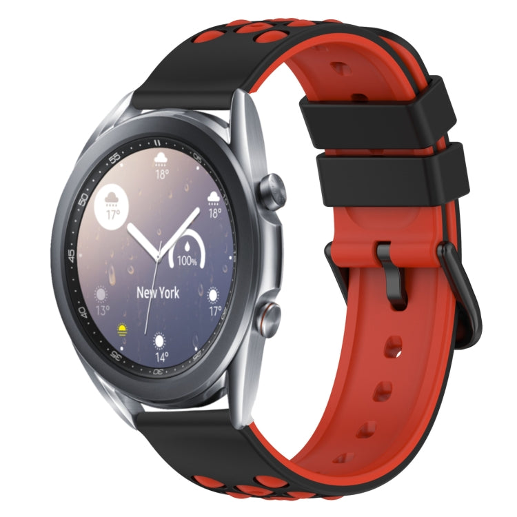 22mm Two-Color Porous Silicone Watch Band, For Samsung Galaxy Watch3 45mm, For Samsung Galaxy Watch 46mm