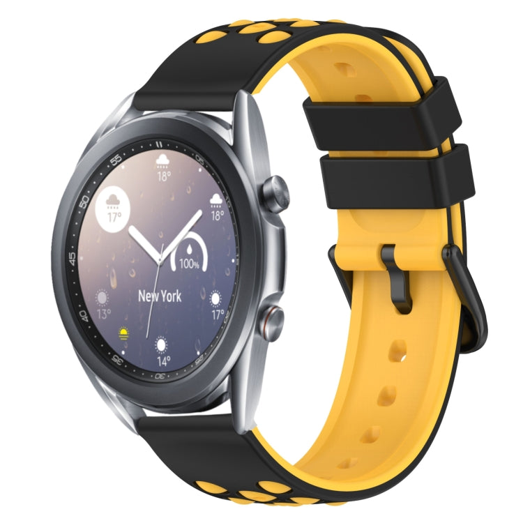 22mm Two-Color Porous Silicone Watch Band, For Samsung Galaxy Watch3 45mm, For Samsung Galaxy Watch 46mm