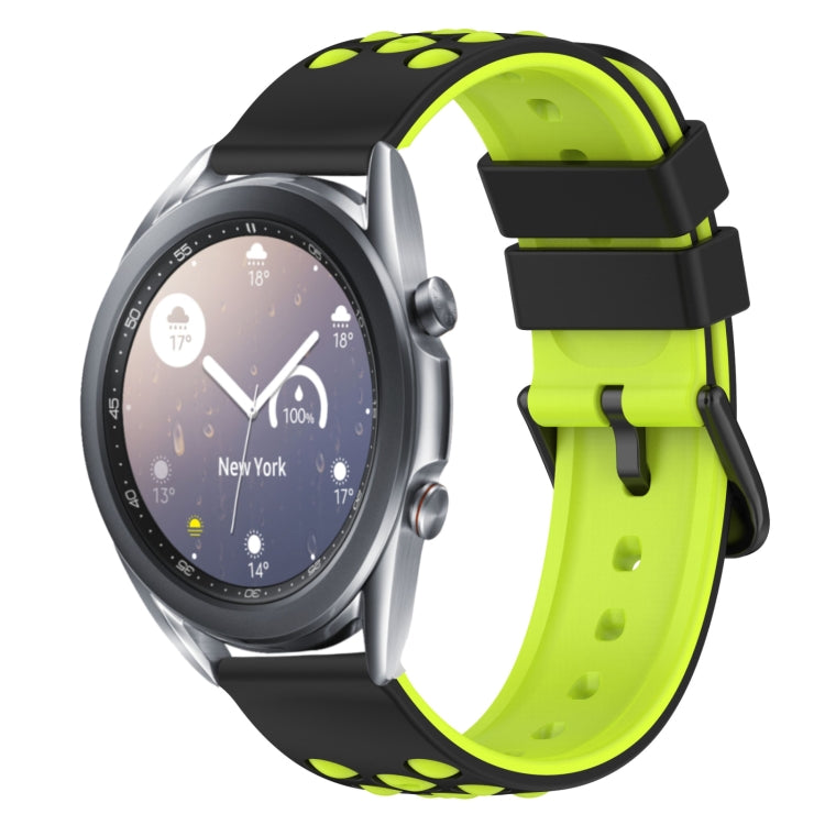 22mm Two-Color Porous Silicone Watch Band, For Samsung Galaxy Watch3 45mm, For Samsung Galaxy Watch 46mm