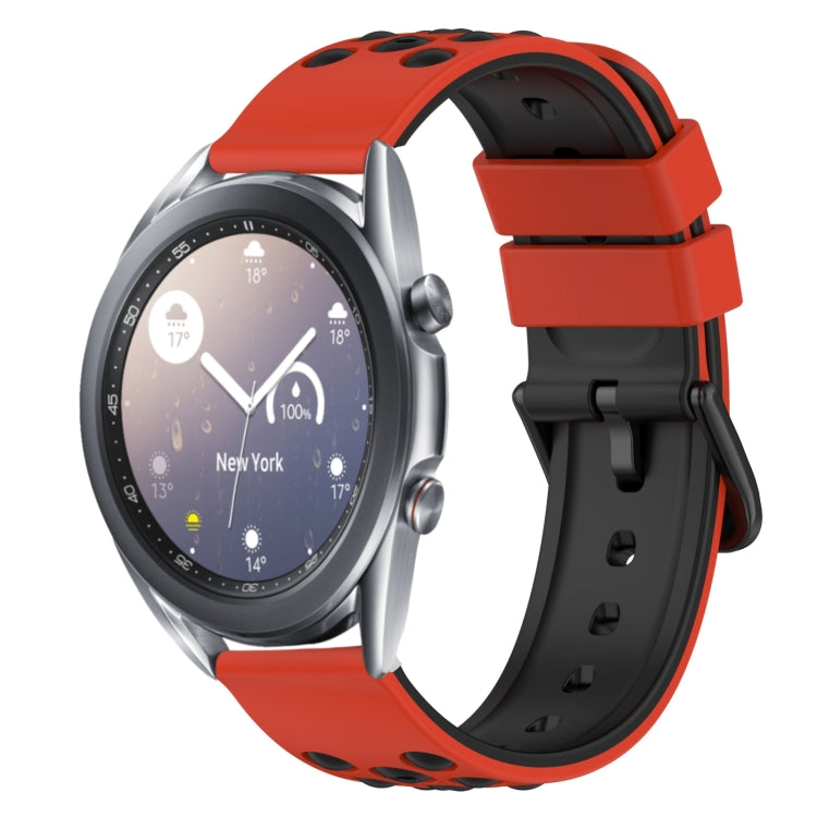 22mm Two-Color Porous Silicone Watch Band, For Samsung Galaxy Watch3 45mm, For Samsung Galaxy Watch 46mm