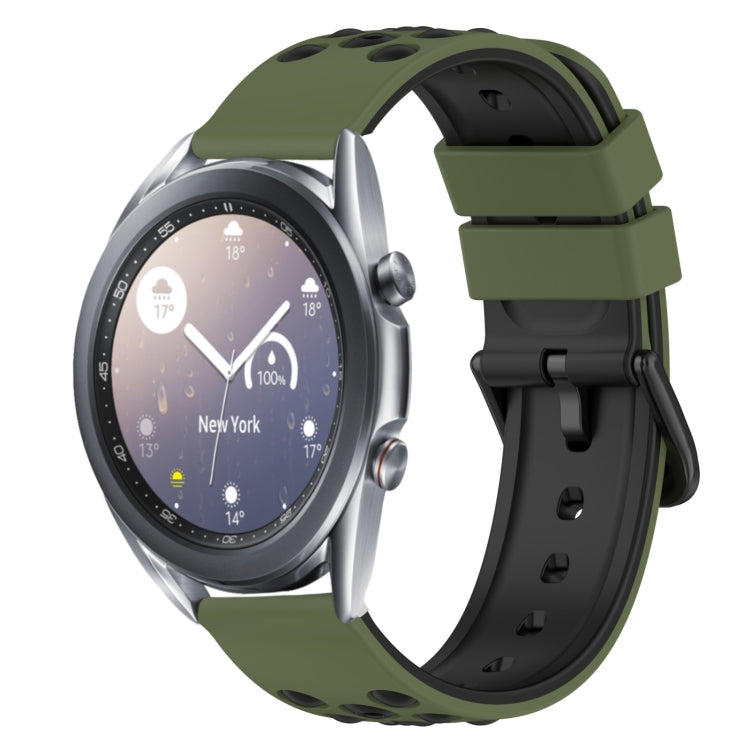 22mm Two-Color Porous Silicone Watch Band, For Samsung Galaxy Watch3 45mm, For Samsung Galaxy Watch 46mm