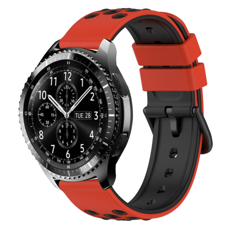 22mm Two-Color Porous Silicone Watch Band, For Samsung Gear S3 Classic, For Samsung Gear S3 Frontier