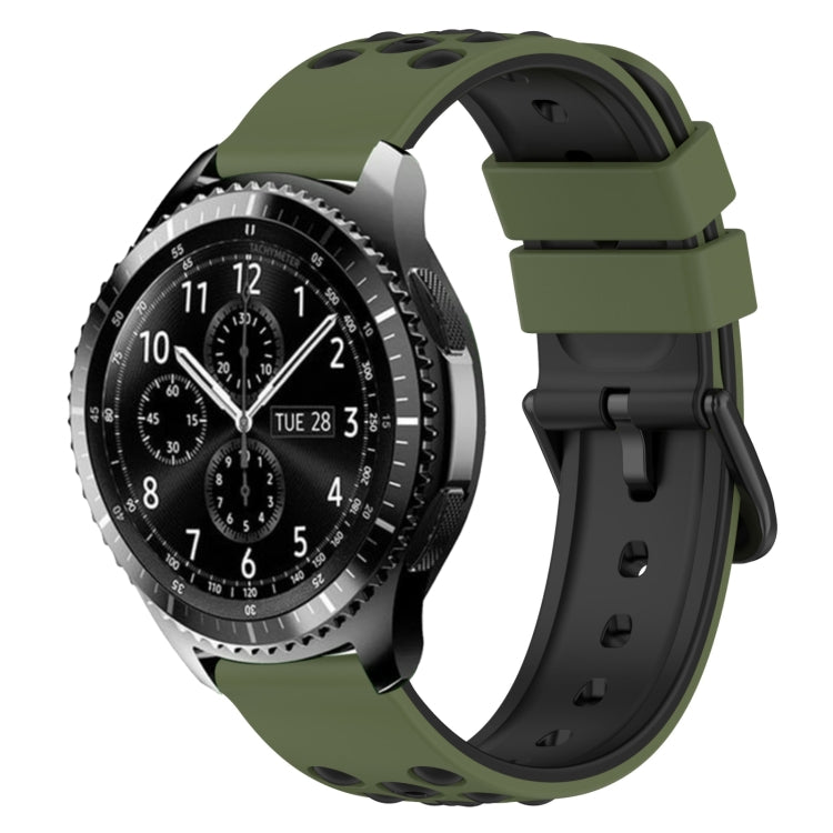 22mm Two-Color Porous Silicone Watch Band, For Samsung Gear S3 Classic, For Samsung Gear S3 Frontier