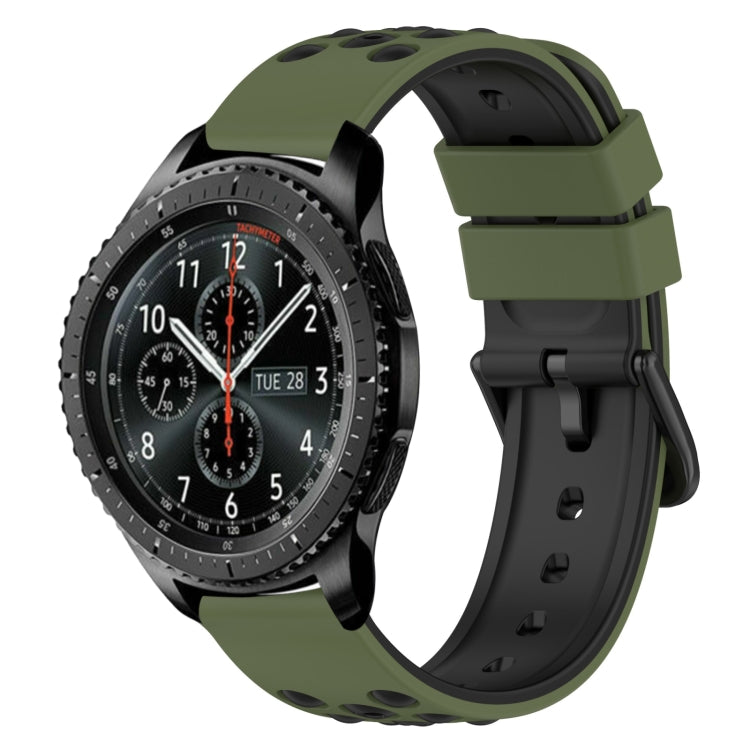 22mm Two-Color Porous Silicone Watch Band, For Samsung Gear S3 Classic, For Samsung Gear S3 Frontier