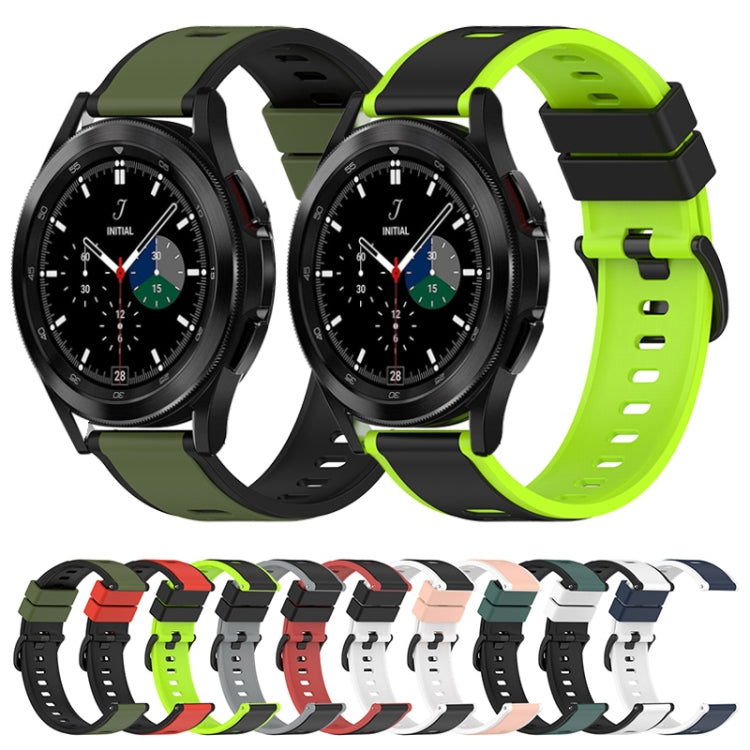 22mm Two-Color Silicone Watch Band, For Samsung  Galaxy Watch4 Classic 46mm, For Samsung Galaxy Watch Active2 40mm