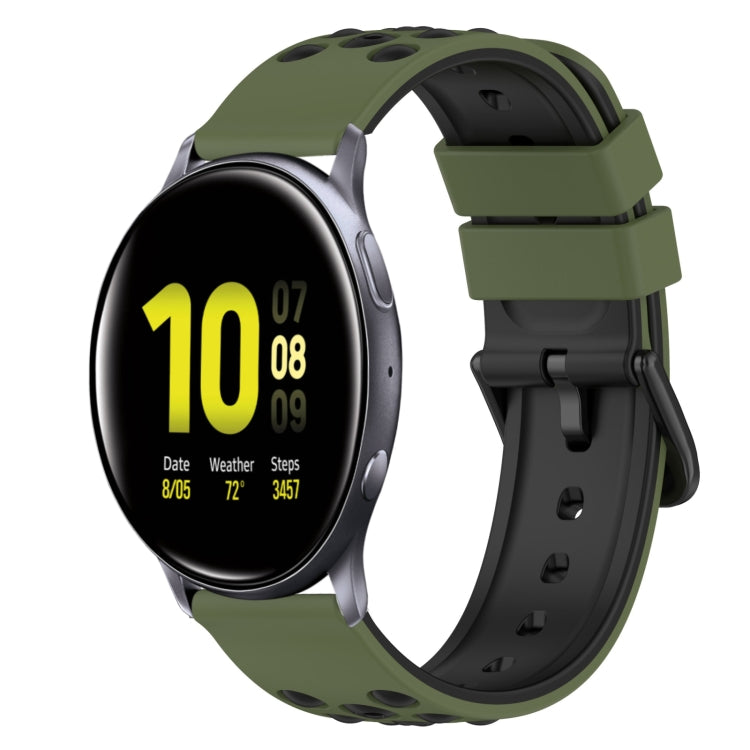 22mm Two-Color Silicone Watch Band, For Samsung  Galaxy Watch4 Classic 46mm, For Samsung Galaxy Watch Active2 40mm