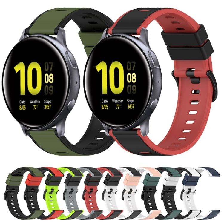 22mm Two-Color Silicone Watch Band, For Samsung Galaxy Watch Active2 44mm, For Samsung Galaxy Watch 42mm