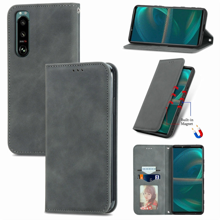 For Sony Xperia 5 IV Retro Skin Feel Magnetic Leather Phone Case, For Sony Xperia 5 IV