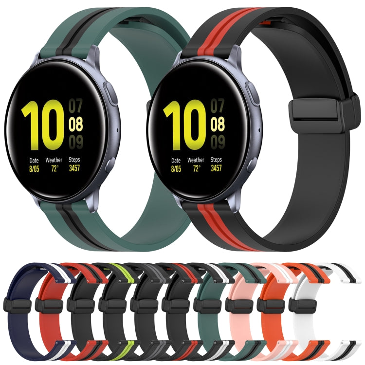 20mm Folding Magnetic Clasp Silicone Watch Band, For Samsung Galaxy Watch Active 2 40mm, For Samsung Galaxy Watch Active 2 44mm