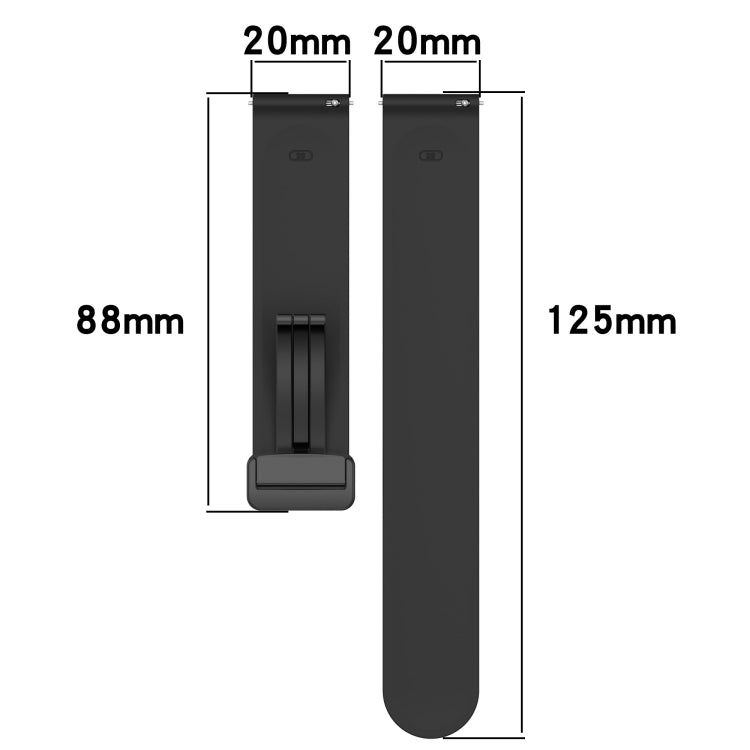 20mm Folding Magnetic Clasp Silicone Watch Band, For Samsung Galaxy Watch Active 2 40mm, For Samsung Galaxy Watch Active 2 44mm