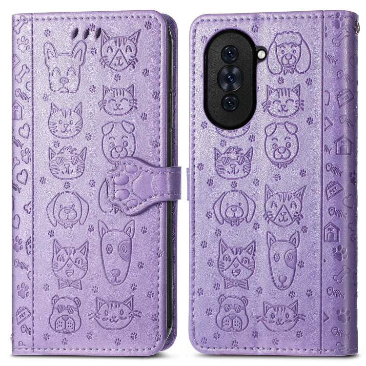 Cat and Dog Embossed Leather Phone Case, For Huawei Nova 10, For Nokia G400, For Sony Xperia 5 IV, For Xiaomi Redmi Note 11T