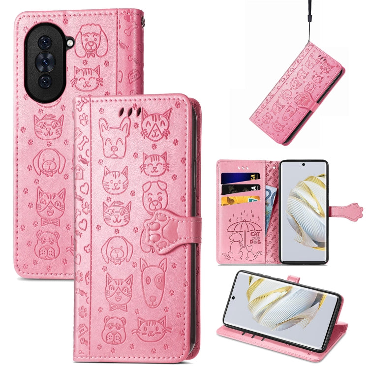 Cat and Dog Embossed Leather Phone Case, For Huawei Nova 10, For Nokia G400, For Sony Xperia 5 IV, For Xiaomi Redmi Note 11T