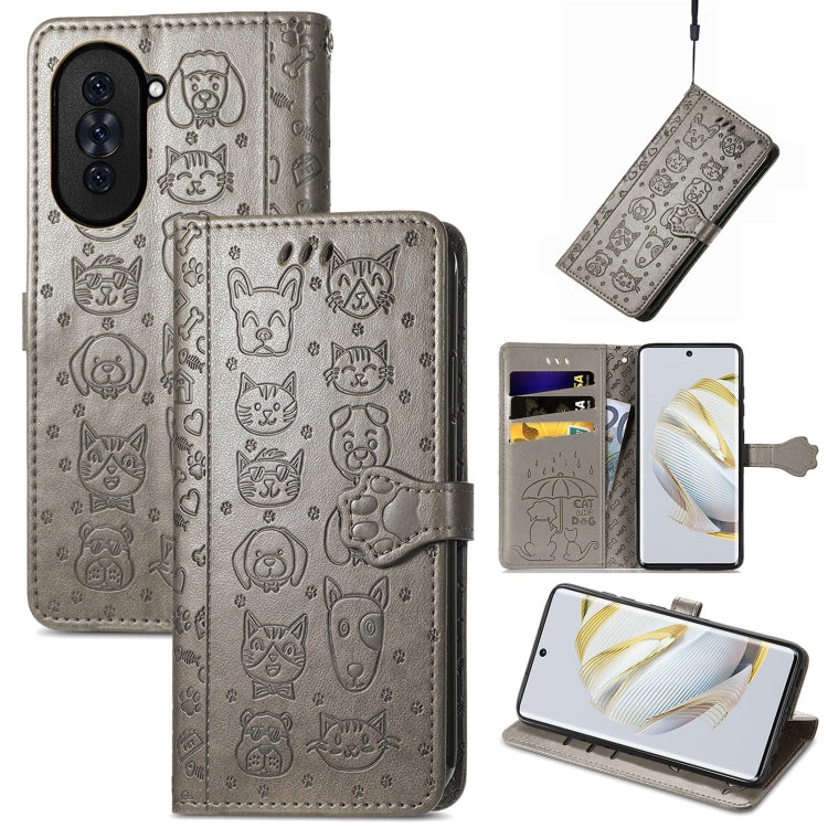 Cat and Dog Embossed Leather Phone Case, For Huawei Nova 10, For Nokia G400, For Sony Xperia 5 IV, For Xiaomi Redmi Note 11T