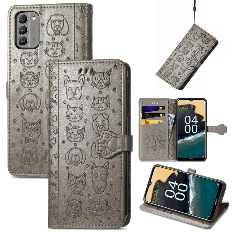 Cat and Dog Embossed Leather Phone Case, For Huawei Nova 10, For Nokia G400, For Sony Xperia 5 IV, For Xiaomi Redmi Note 11T