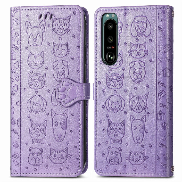 Cat and Dog Embossed Leather Phone Case, For Huawei Nova 10, For Nokia G400, For Sony Xperia 5 IV, For Xiaomi Redmi Note 11T