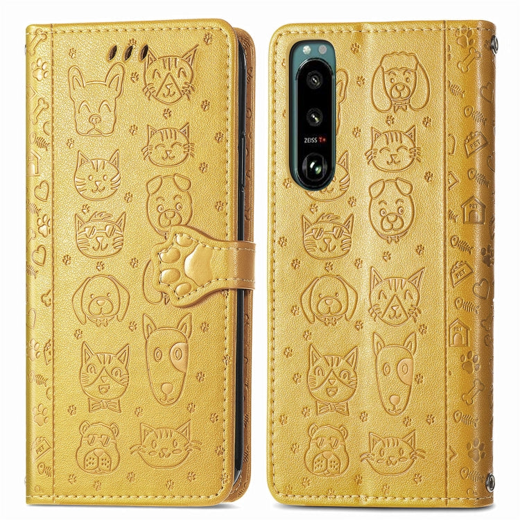 Cat and Dog Embossed Leather Phone Case, For Huawei Nova 10, For Nokia G400, For Sony Xperia 5 IV, For Xiaomi Redmi Note 11T