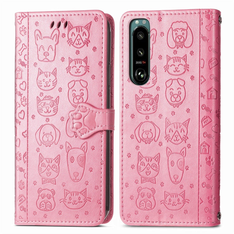 Cat and Dog Embossed Leather Phone Case, For Huawei Nova 10, For Nokia G400, For Sony Xperia 5 IV, For Xiaomi Redmi Note 11T