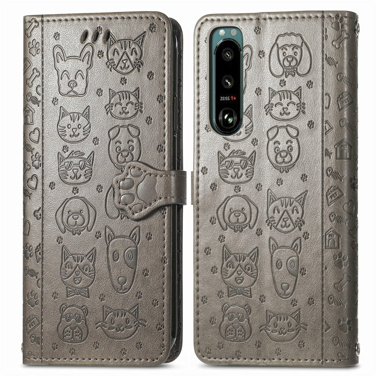 Cat and Dog Embossed Leather Phone Case, For Huawei Nova 10, For Nokia G400, For Sony Xperia 5 IV, For Xiaomi Redmi Note 11T