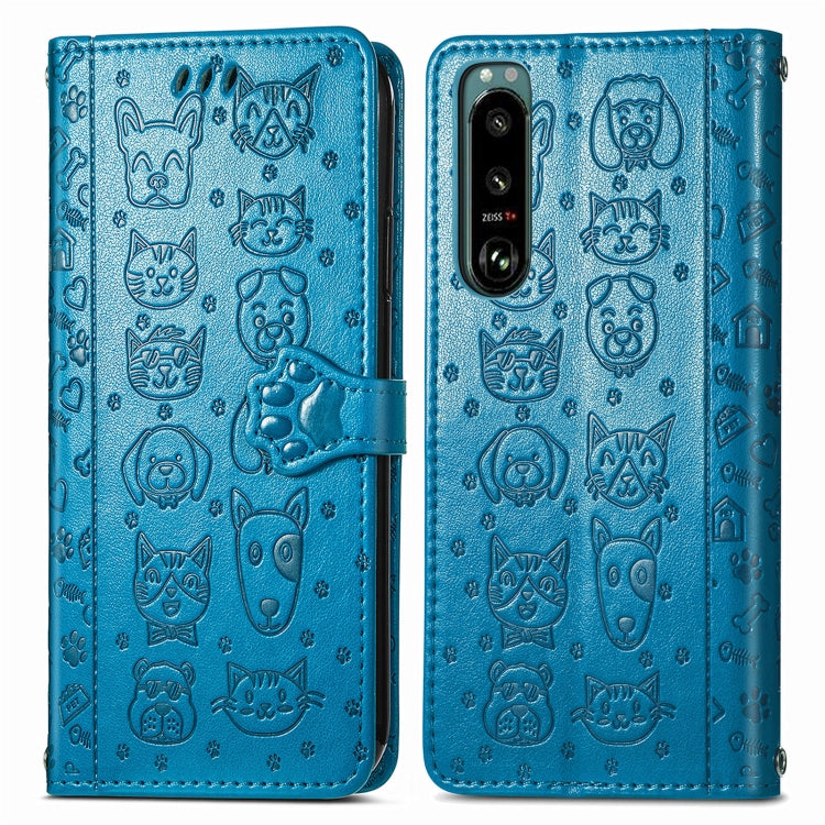 Cat and Dog Embossed Leather Phone Case, For Huawei Nova 10, For Nokia G400, For Sony Xperia 5 IV, For Xiaomi Redmi Note 11T