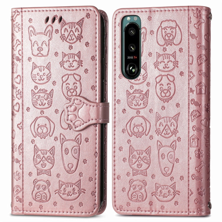 Cat and Dog Embossed Leather Phone Case, For Huawei Nova 10, For Nokia G400, For Sony Xperia 5 IV, For Xiaomi Redmi Note 11T