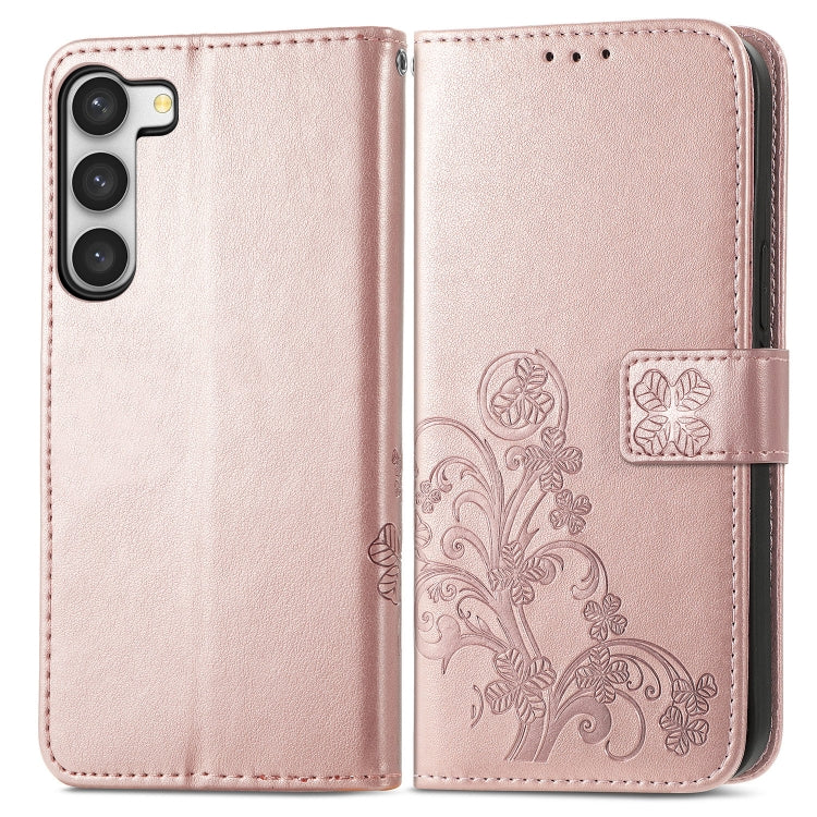 Four-leaf Clasp Embossed Buckle Leather Phone Case, For Samsung Galaxy S23 5G, For Samsung Galaxy S23+ 5G, For Samsung Galaxy S23 Ultra 5G, For Sony Xperia 5 IV, For Xiaomi Redmi A1, For Xiaomi Redmi Note 11T