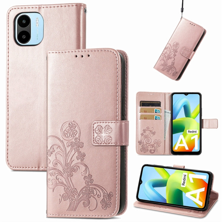 Four-leaf Clasp Embossed Buckle Leather Phone Case, For Samsung Galaxy S23 5G, For Samsung Galaxy S23+ 5G, For Samsung Galaxy S23 Ultra 5G, For Sony Xperia 5 IV, For Xiaomi Redmi A1, For Xiaomi Redmi Note 11T