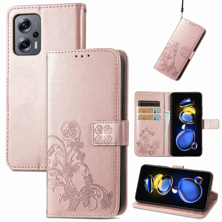 Four-leaf Clasp Embossed Buckle Leather Phone Case, For Samsung Galaxy S23 5G, For Samsung Galaxy S23+ 5G, For Samsung Galaxy S23 Ultra 5G, For Sony Xperia 5 IV, For Xiaomi Redmi A1, For Xiaomi Redmi Note 11T