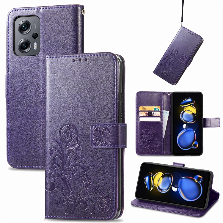 Four-leaf Clasp Embossed Buckle Leather Phone Case, For Samsung Galaxy S23 5G, For Samsung Galaxy S23+ 5G, For Samsung Galaxy S23 Ultra 5G, For Sony Xperia 5 IV, For Xiaomi Redmi A1, For Xiaomi Redmi Note 11T