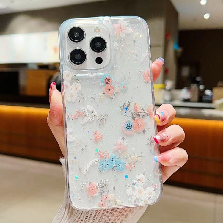 Fresh Small Floral Epoxy TPU Phone Case, For iPhone 16 Pro Max, For iPhone 16 Pro, For iPhone 16 Plus, For iPhone 16, For iPhone 15 Pro Max