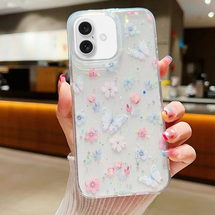 Fresh Small Floral Epoxy TPU Phone Case, For iPhone 16 Pro Max, For iPhone 16 Pro, For iPhone 16 Plus, For iPhone 16, For iPhone 15 Pro Max