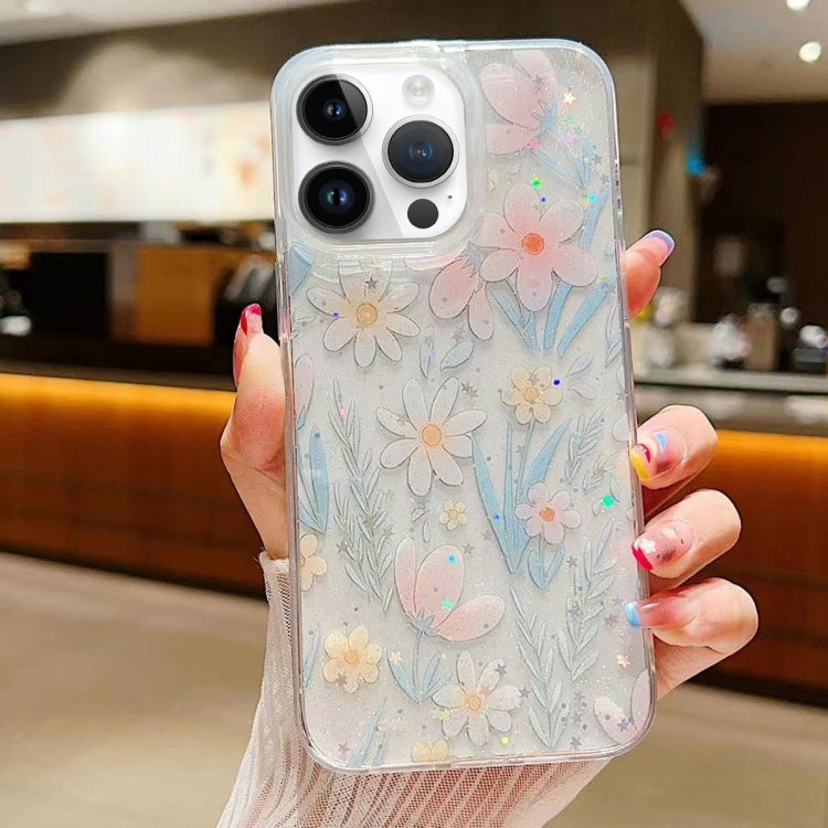 Fresh Small Floral Epoxy TPU Phone Case, For iPhone 16 Pro Max, For iPhone 16 Pro, For iPhone 16 Plus, For iPhone 16, For iPhone 15 Pro Max