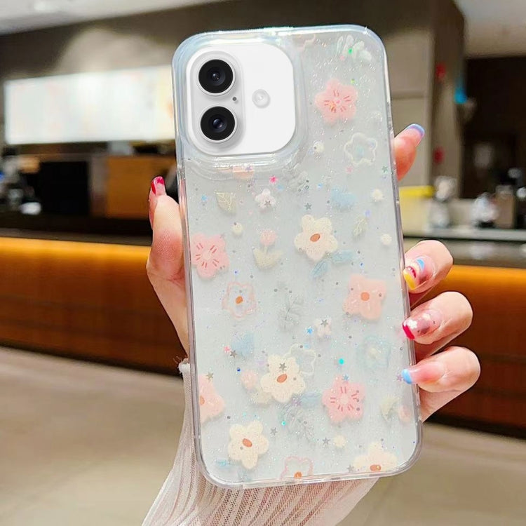 Fresh Small Floral Epoxy TPU Phone Case, For iPhone 16 Pro Max, For iPhone 16 Pro, For iPhone 16 Plus, For iPhone 16, For iPhone 15 Pro Max