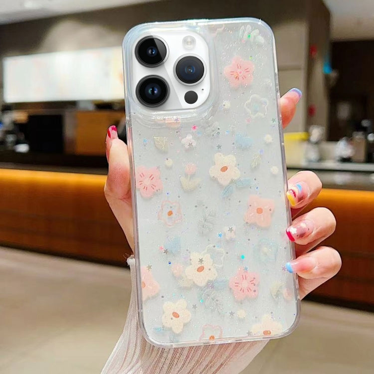 Fresh Small Floral Epoxy TPU Phone Case, For iPhone 16 Pro Max, For iPhone 16 Pro, For iPhone 16 Plus, For iPhone 16, For iPhone 15 Pro Max