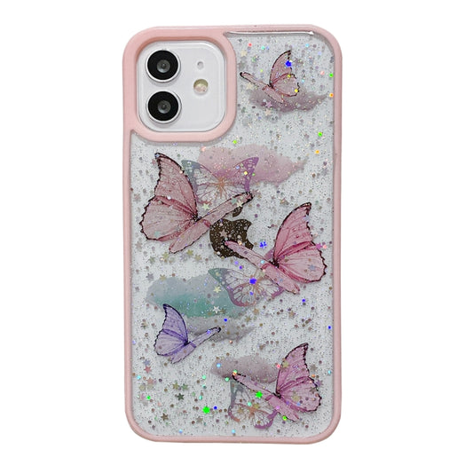 Color Butterfly Glitter Epoxy TPU Phone Case, For iPhone 12 Pro Max, For iPhone 12 Pro, For iPhone 12, For iPhone 12 Mini, For iPhone 11 Pro Max, For iPhone 11 Pro, For iPhone 11