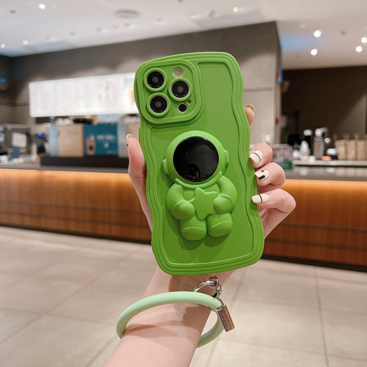 3D Astronaut Holder Skin-feel Silicone Phone Case with Wristband, For iPhone 11 Pro Max, For iPhone 11 Pro, For iPhone 11