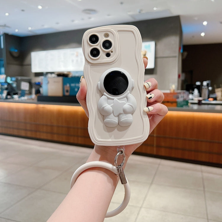 3D Astronaut Holder Skin-feel Silicone Phone Case with Wristband, For iPhone 11 Pro Max, For iPhone 11 Pro, For iPhone 11