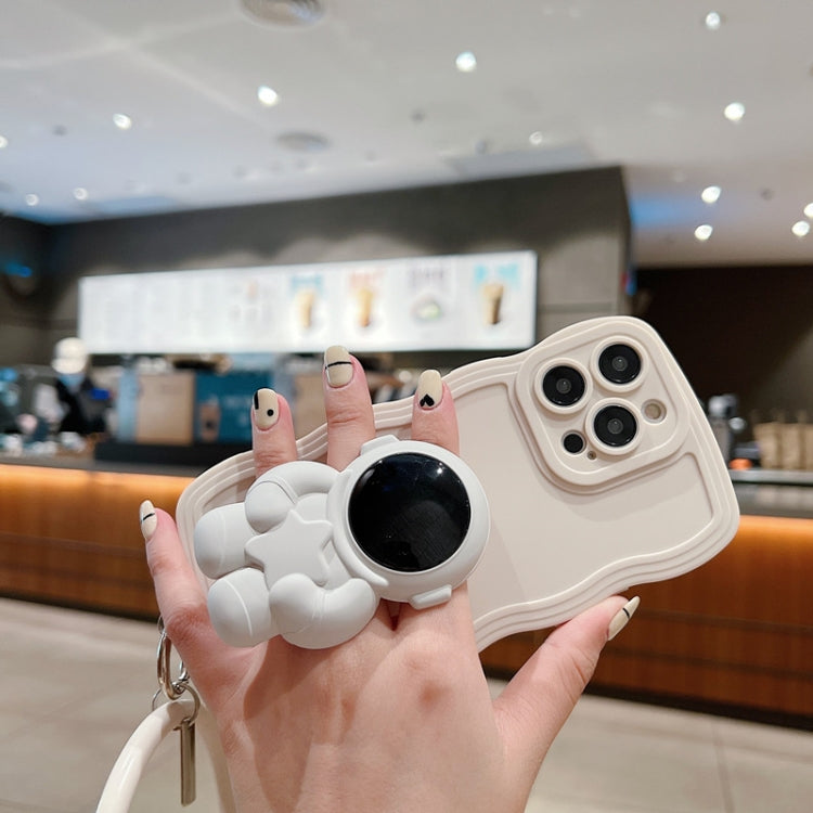 3D Astronaut Holder Skin-feel Silicone Phone Case with Wristband, For iPhone 11 Pro Max, For iPhone 11 Pro, For iPhone 11
