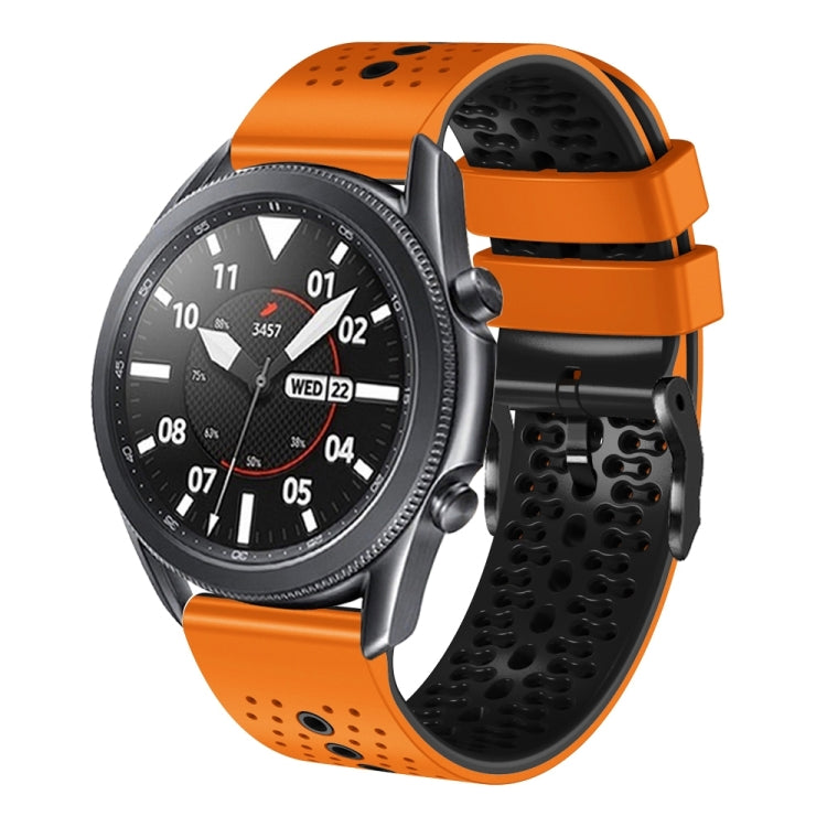 22mm Perforated Two-Color Silicone Watch Band, For Samsung Galaxy Watch3 45mm, For Samsung Galaxy Watch 46mm