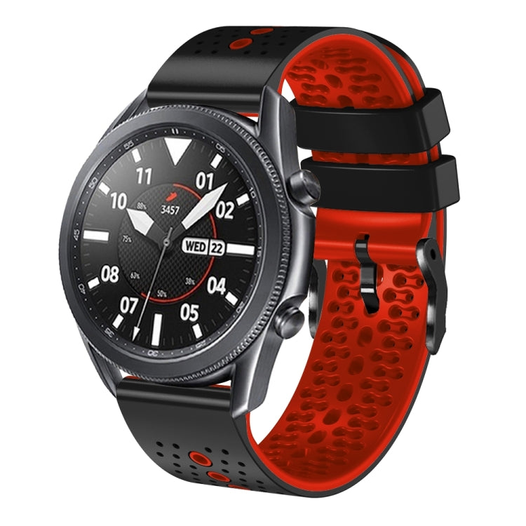 22mm Perforated Two-Color Silicone Watch Band, For Samsung Galaxy Watch3 45mm, For Samsung Galaxy Watch 46mm