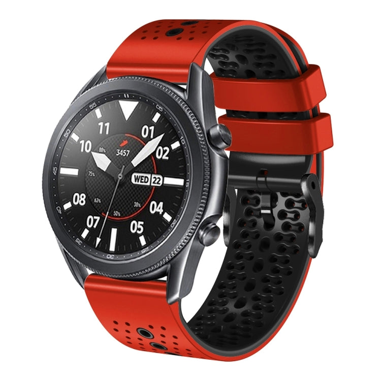 22mm Perforated Two-Color Silicone Watch Band, For Samsung Galaxy Watch3 45mm, For Samsung Galaxy Watch 46mm