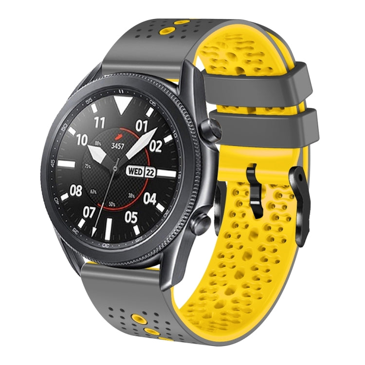 22mm Perforated Two-Color Silicone Watch Band, For Samsung Galaxy Watch3 45mm, For Samsung Galaxy Watch 46mm