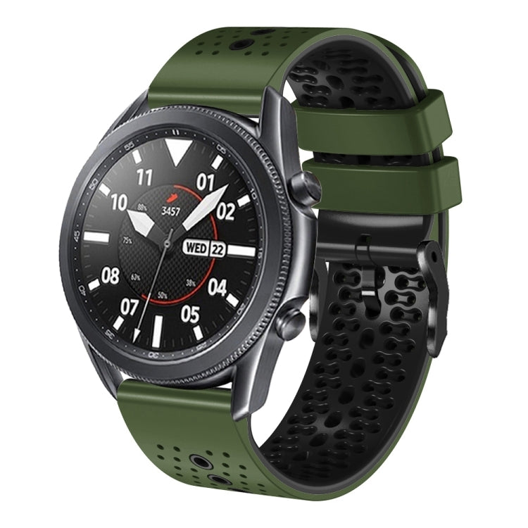 22mm Perforated Two-Color Silicone Watch Band, For Samsung Galaxy Watch3 45mm, For Samsung Galaxy Watch 46mm