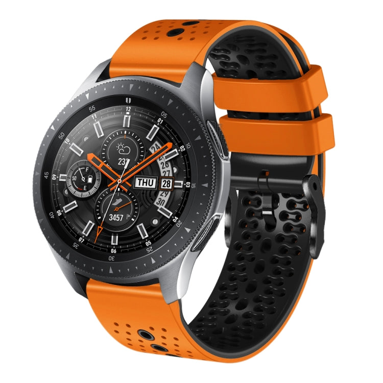 22mm Perforated Two-Color Silicone Watch Band, For Samsung Galaxy Watch3 45mm, For Samsung Galaxy Watch 46mm