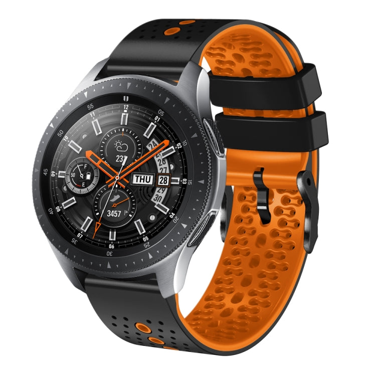 22mm Perforated Two-Color Silicone Watch Band, For Samsung Galaxy Watch3 45mm, For Samsung Galaxy Watch 46mm