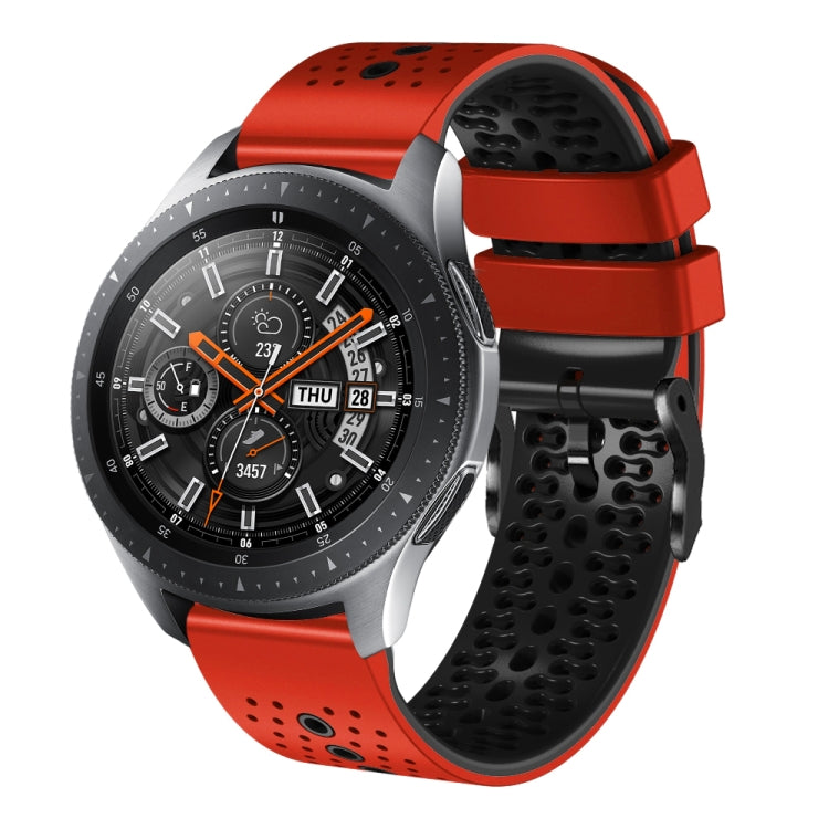 22mm Perforated Two-Color Silicone Watch Band, For Samsung Galaxy Watch3 45mm, For Samsung Galaxy Watch 46mm