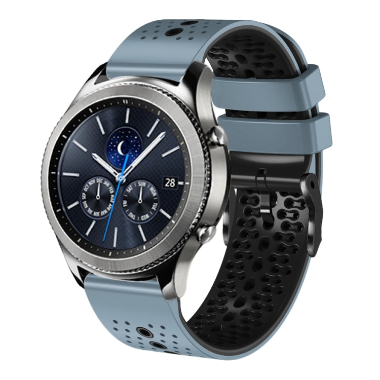 22mm Perforated Two-Color Silicone Watch Band, For Samsung Gear S3 Classic, For Samsung Gear S3 Frontier