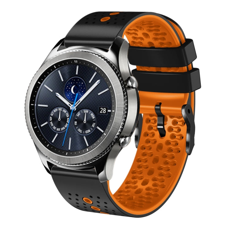 22mm Perforated Two-Color Silicone Watch Band, For Samsung Gear S3 Classic, For Samsung Gear S3 Frontier